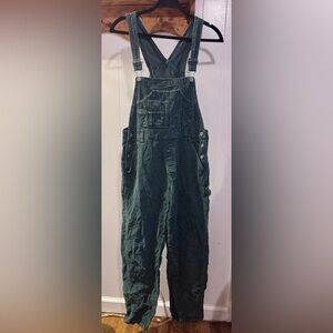 Vintage 90s/Y2K Squeeze Dark Green Corduroy Overalls